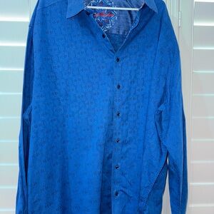 ROBERT GRAHAM SHIRT BUTTON DOWN LONG SLEEVE ROYAL BLUE SIZE 4TG